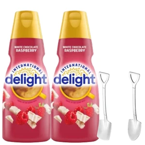 Int'l Delight Weiße Schokolade Himbeere Kaffee Milchkännchen 32oz 2 Stück mit Schaufel Löffel - Bild 1 von 1