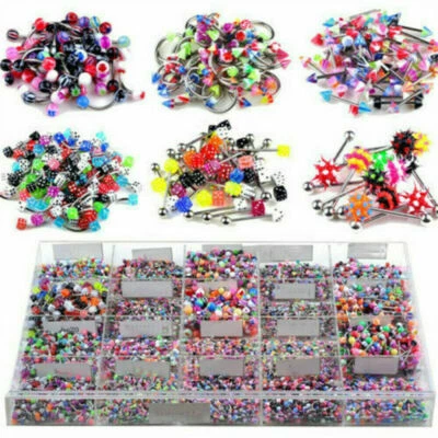Lots Mixed Belly Button Navel Rings Eyebrow Tongue Bar Nose Ring Studs Piercing - Image 1 of 4