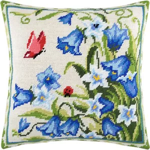 Zum Selbermachen Nadelspitze/Wandteppich Kissen Kit ""Glockenblumen"" 16x16 Zoll/40x40 cm - Bild 1 von 5