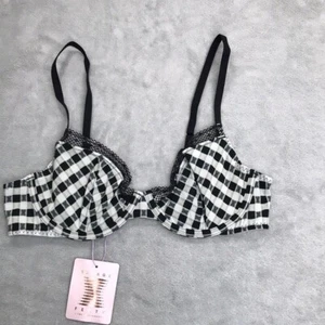 Reggiseno a tuffo sfoderato Savage X Fenty Gingham Remix 36B nuovo - Foto 1 di 9