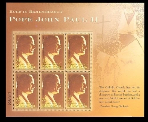 Micronesia 2005 - HOJA DE 6 SELLOS DEL PAPA JUAN PABLO II - MNH Foto 1 de 1