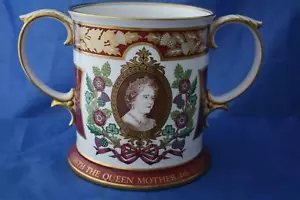 LARGE SPODE QUEEN MOTHER 80th BIRTHDAY LTD ED TWO-HANDLED LOVING CUP - Picture 1 of 9