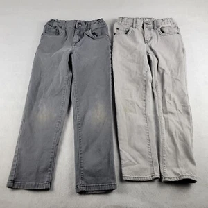 2 X Sonoma & Childrens Place Jeans Kids 7 Gray Denim Straight Adjustable Waist - Picture 1 of 12