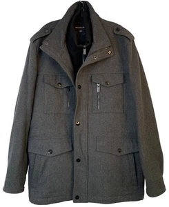 Michael Kors Gray Wool Blend PeaCoat W/ Sweater Bib XL 10018 Military Winter - Picture 1 of 15