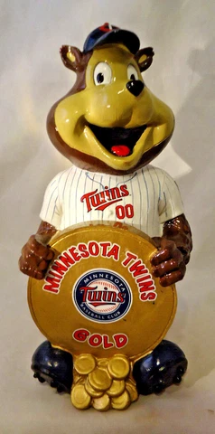 2013 MLB MINNESOTA TWINS GOLD BEAR MASCOT COIN BANK FOREVER COLLECTIBLES 10" Cover