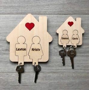 Personalised Keyring Holder, Wooden Keyring House, Personalised Key Holder 