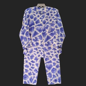 Vintage Valentino Intimo Pajamas Set Women M 1980s Blue Tie Dye Long Sleeves - Picture 1 of 13
