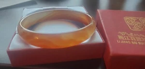 Vintage Chinese Grade A Gemstones Jade OR Carnelian Bracelet IN ORIGINAL BOX - Imagen 1 de 5