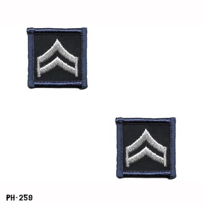Corporal Chevron Collar Rank Patches, Pair ~ Blue & Grey ~ NEW ~ Gemsco USA - Picture 1 of 1