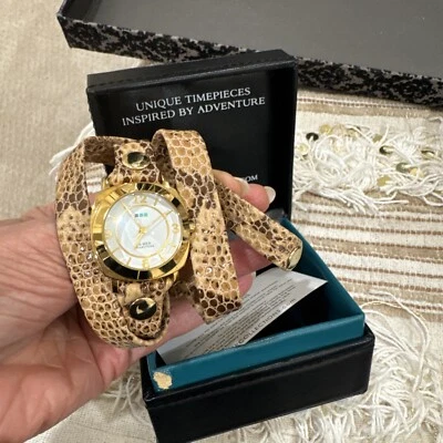 La Mer коллекции золотистый искусственный аллигатор надежном браслет группы часы w круглый циферблат - Изображение 1 из 4