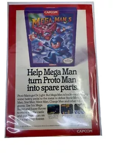 Mega Man 5 Capcom Video Game Ad Poster 10.5"x6.5" Vintage Collectible - Picture 1 of 1