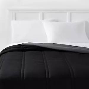 Room Essentials Lofty Microfiber Comforter Full/Queen Black* - Picture 1 of 5