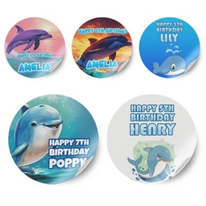 Pegatinas Personalizadas Cualquier Nombre Diseño Delfín Cumpleaños Decoración Fiesta Etiqueta 44 - Imagen 1 de 11
