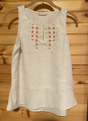 Top sin mangas Woolrich para mujer-SP- mezcla de lino bordado diseño suroeste Foto 1 de 4