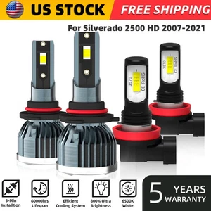 For Chevrolet Silverado 2500 HD 2007-2021 LED Headlight Combo High Low Beam Bulb - Picture 1 of 12