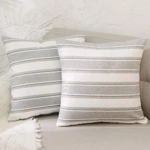 Stripe Pillow Case Soft Faux Linen Decorative Throw Cushion Cover Pillowcase ... - Picture 1 of 7