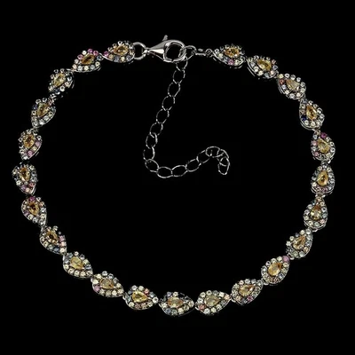 925 Sterling Silver Bracelet Pear Yellow Sapphire 276pcs Natural Gemstone Jewelr - Image 1 of 4