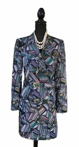 Chaqueta Duro Olowu Talla S Negro Blanco Azul Naranja Doble Pecho Cinturón Gabardina - Imagen 1 de 7