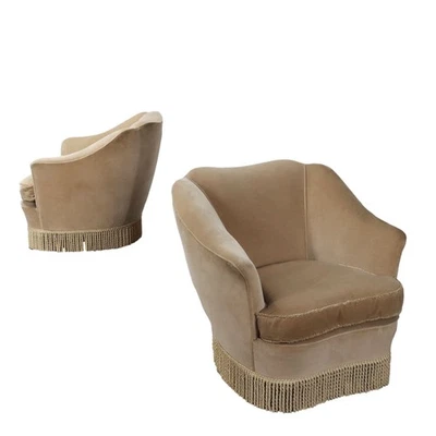 Vintage Armchairs Foam Velvet Design Italy 1950s Original - Image 1 of 4