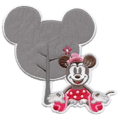 Disney Minnie Mouse With Head Shape Embroidered Applique Iron On Patch - Image 1 of 3