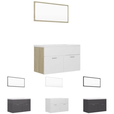 Bathroom Furniture Set Basin Sink Mirror Chipboard Multi Colours/Sizes vidaXL - image 1 of 4
