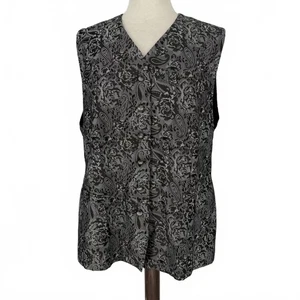 Schwarz-graue Damenweste mit Paisleymuster Größe 20 von C&A - Bild 1 von 8