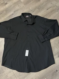 Van Heusen Black Dress Button Shirt Size 18.5 (34-35) New - Picture 1 of 4