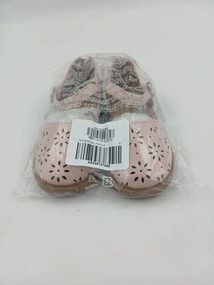 Sandalias planas gruesas de ballet para niñas pequeñas talla 10 rosa polvoriento correa azul marino antiguo Foto 1 de 4