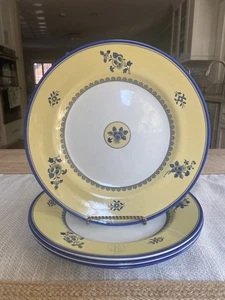 SPODE Dinner Plates Set 4 Retired Classics ALBANY  10.5”  Blue/Butter Yellow - Picture 1 of 6