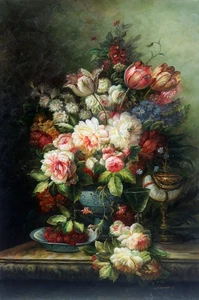 Classical Still Life Flowers Oil painting Home Decor Wall Art Printed On Canvas - Picture 1 of 7
