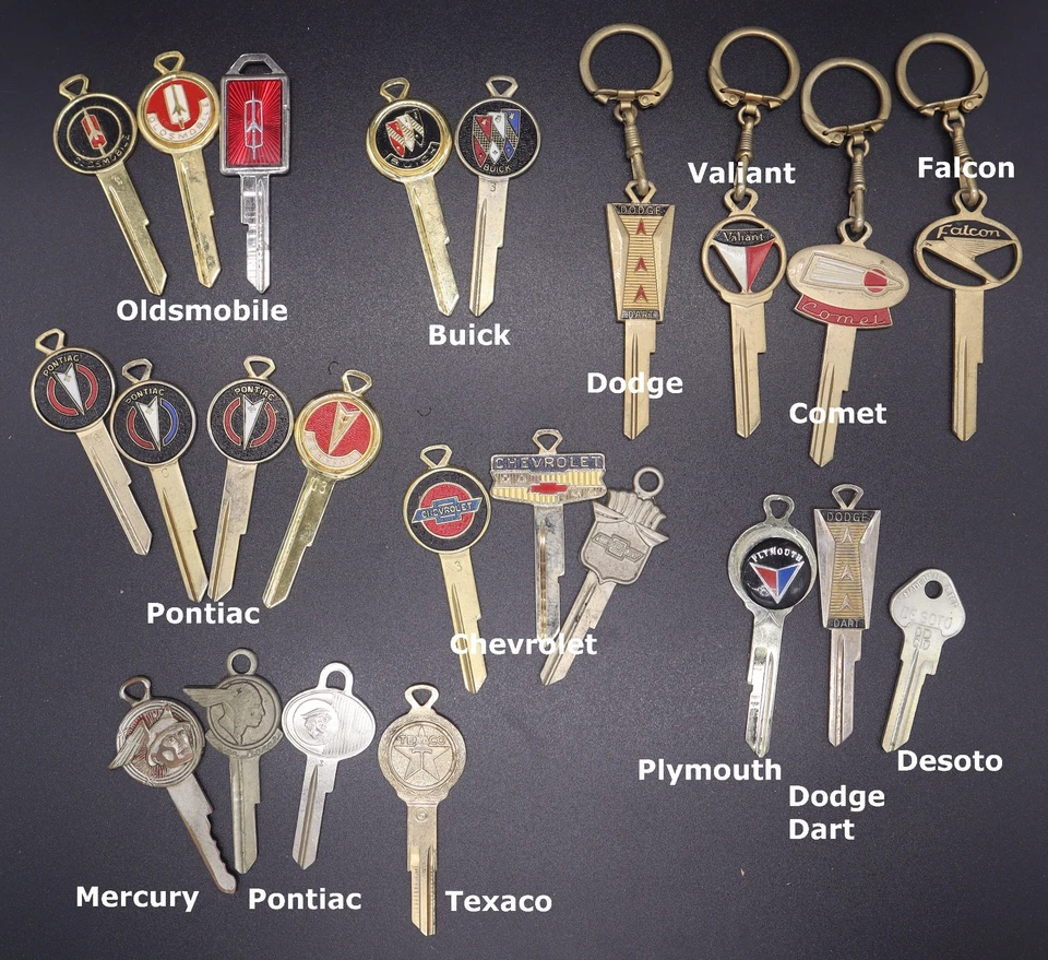 Lot of 23 OLD Automobile Crest Key Blanks 40's 50's 60's (Chevrolet, Pontiac +) - Image 1 of 1