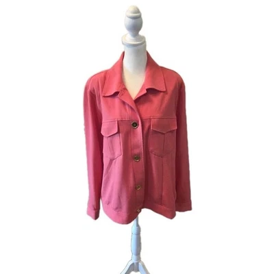 Chaqueta Drapers & Damons para mujer talla 1X rosa con bolsillos con botones en tono dorado Foto 1 de 4