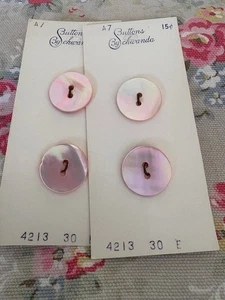 2 Cards Schwanda 4 PINK  1940's Mother of   Pearl  Buttons - Picture 1 of 2