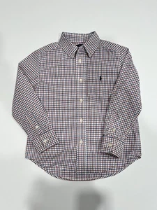 Ralph Lauren Boy's Plaid White Red & Blue SZ 5 Button Down Long Sleeve. Stretch - Picture 1 of 11