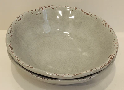 2 ensaladeras de plástico de melamina gris craquelada Tommy Bahama borde rústico Foto 1 de 4