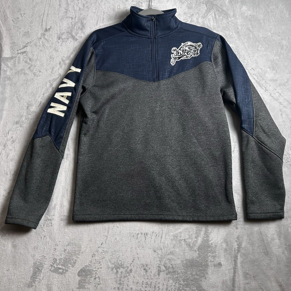 Navy Midshipmen Sweatshirt Mens Small 1/4 Zip Fleece Long Sleeve Embroidered - Image 1 of 4