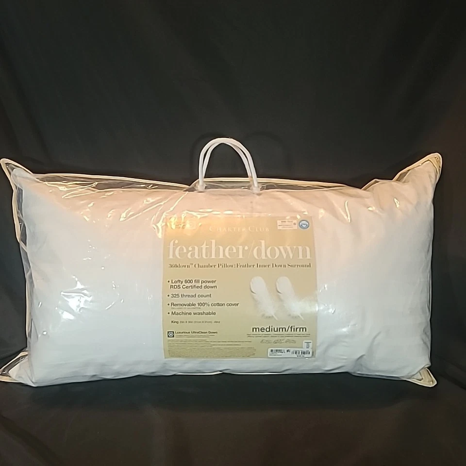 Charter Club 360 Down/feather Medium/firm Chamber Pillow King White