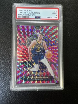 2023 帕尼尼马赛克轮胎哈利伯顿 #13 07/18 粉色漩涡 FOTL Prizm PSA 9 — 第 1/3 张图片