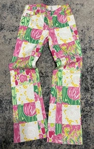 Pantalones de mujer 0 Lilly Pulitzer con cuentas de corte boot de retazos 97 % algodón - Imagen 1 de 4