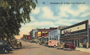 Postcard Street Scene Washington Street Looking East Athens Georgia GA - Picture 1 of 2
