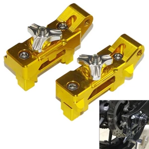 Rear Chain Adjusters Tensioners Kit Gold For 2014-2020 YAMAHA FZ-07 MT-07 XSR700 - Picture 1 of 9