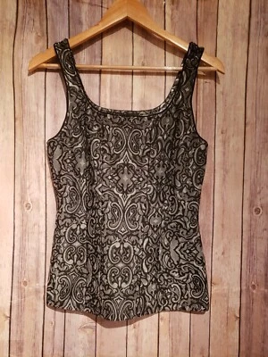 Nuevo con etiquetas Top Cami Jacquard Brillante Casa Blanca Mercado Negro Talla Pequeña  Foto 1 de 4