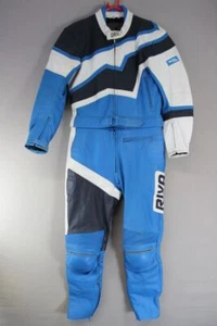 VINTAGE RIVA 2 PIECE KEVLAR REINFORCED LEATHER BIKER SUIT + KNEE PROTECTORS 40IN - Picture 1 of 11