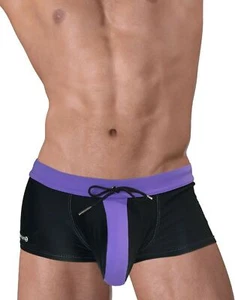 WildmanT Swimwear Moby Big Boy Pouch Swim-Short Square Cut Purple MDS-SQ 2 - Picture 1 of 4