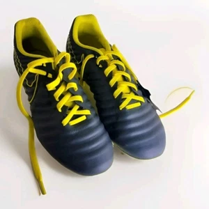 Nike Jr Tiempo Legend Club FG Soccer Cleats, Grey/Yellow, Size US 7.5 - Picture 1 of 11