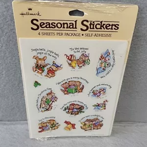 Vintage 1983 Hallmark Sheet Of Christmas Critters Stickers - Bild 1 von 6