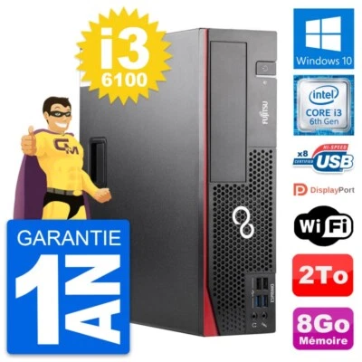 PC Fujitsu Esprimo D556 DT Intel Core i3-6100 RAM 8Go Disco 2To Windows 10 Wifi - Imagen 1 de 4