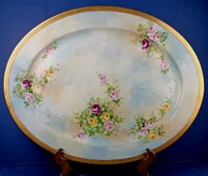 LARGE 18” ANTIQUE FRENCH JEAN POUYAT LIMOGES PORCELAIN SERVING PLATTER - Picture 1 of 7