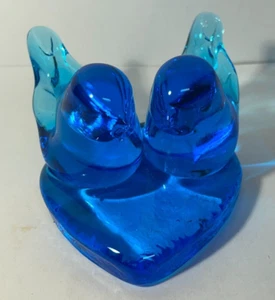 Leonard 1991 signed blue glass bluebirds, 2.75" - Picture 1 of 6