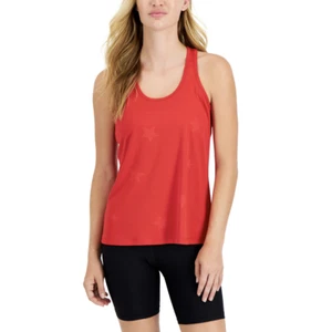 Id Ideology Women Red Embossed Star Scoop Neck Racerback Athletic Tank Top M | L - Picture 1 of 3